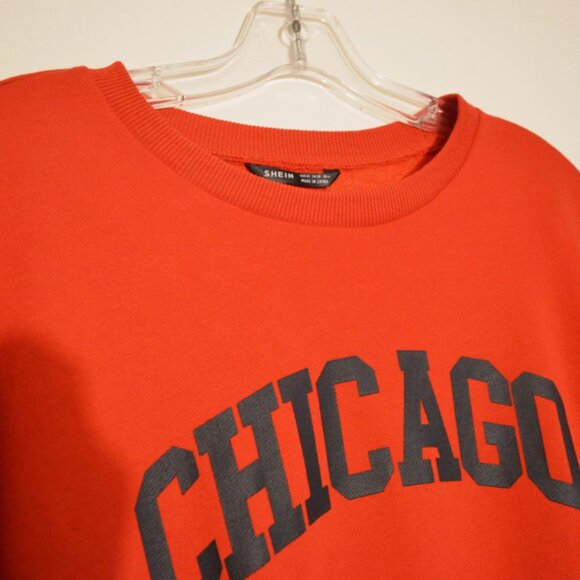 SHEIN "Chicago" Front Sign Red Sweater Long Sleeves Polyester/Spandex M/6 (EU38) - Picture 6 of 6